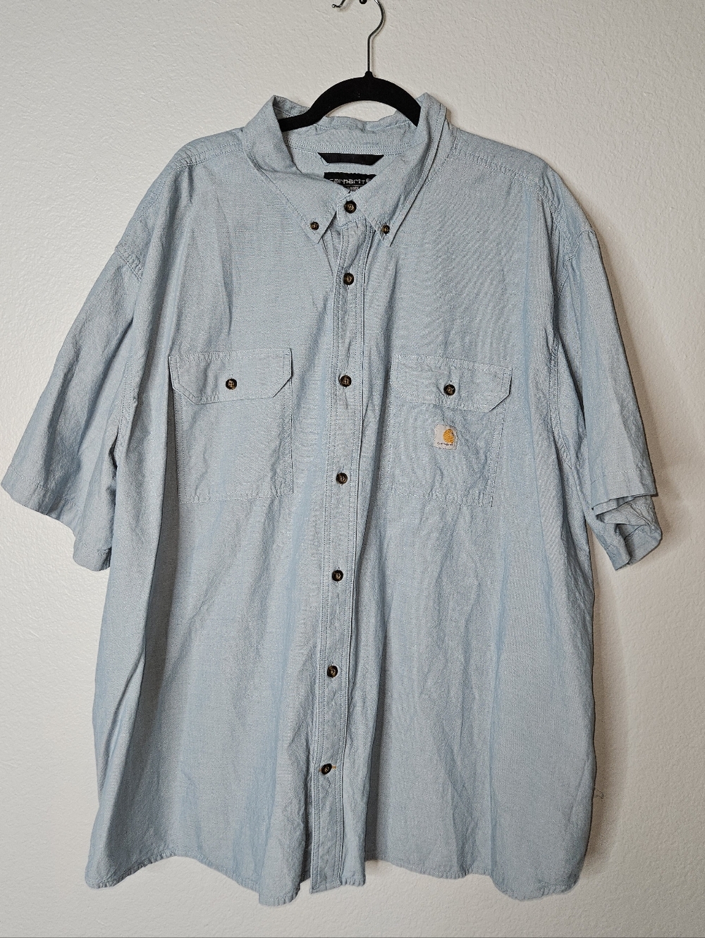 Carhartt Men's 4XL Short Sleeve Loose Fit Blue Button Down